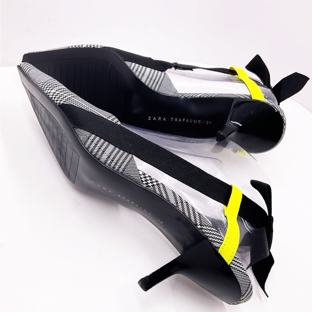 {Zara} Gray Plaid Slingback Bow Kitten Heels - Picture 11 of 16